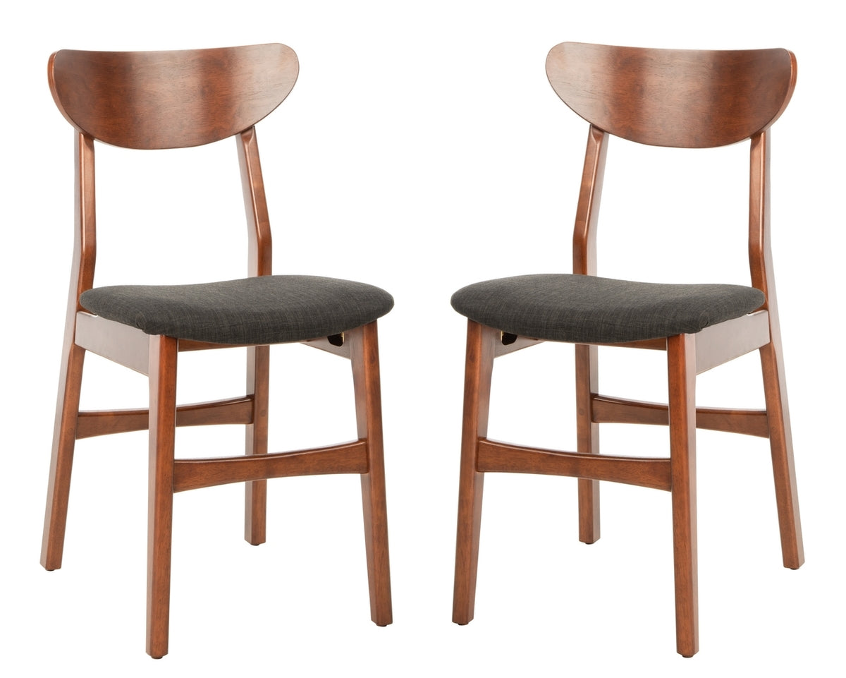  Safavieh Lucca Retro Dining Chairs Set of 2 - Walnut/Black Cushion - Bonton