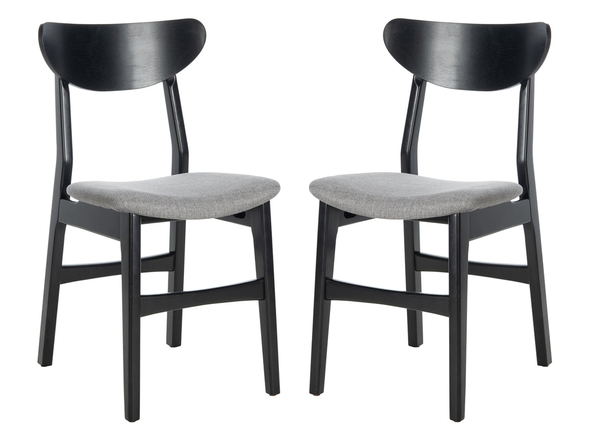  Safavieh Lucca Retro Dining Chairs Set of 2 - Black/Grey Cushion - Bonton