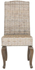  Safavieh Milos Rattan Dining Chair Set of 2 - White Washed - Bonton