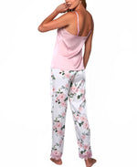 Pink Satin & Floral Pants Set