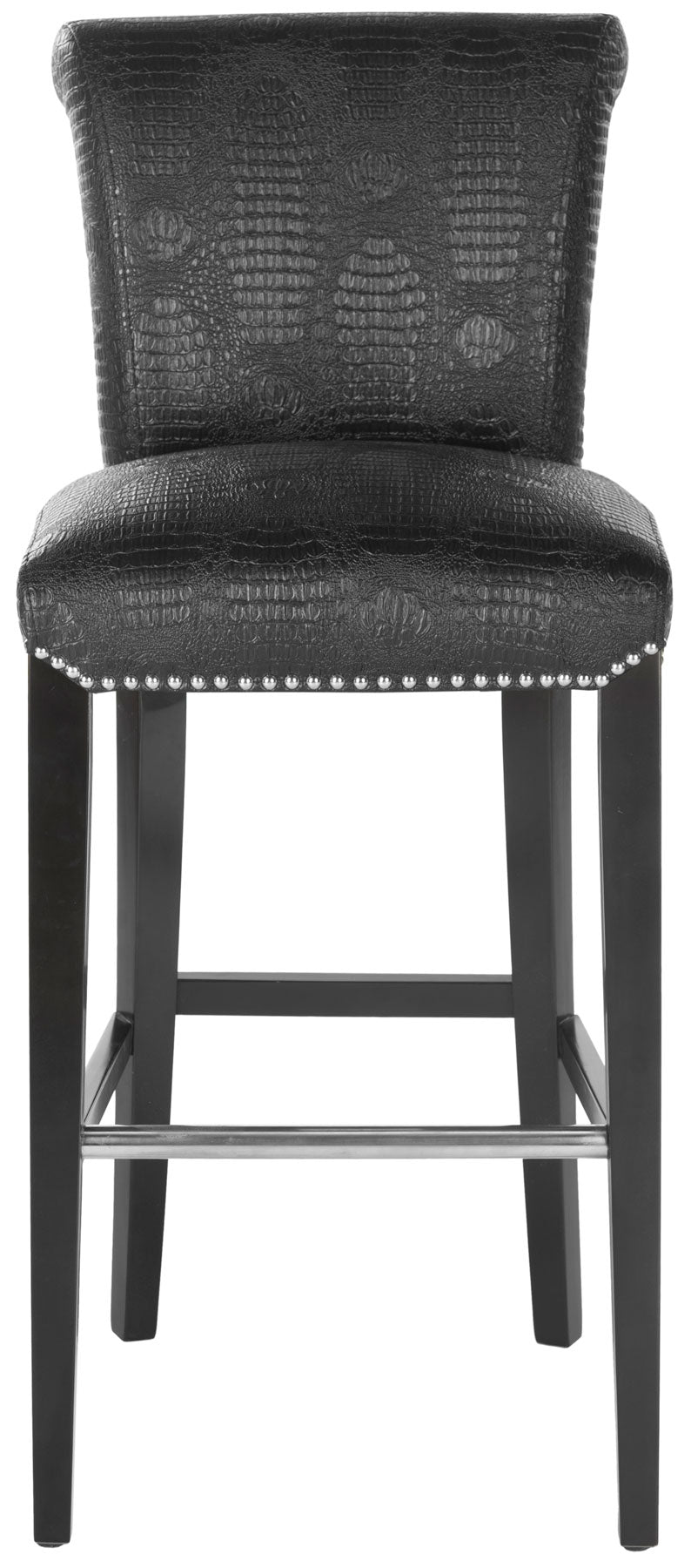  Safavieh Seth Bicast Leather Bar Stool - Black / Crocodile - Bonton