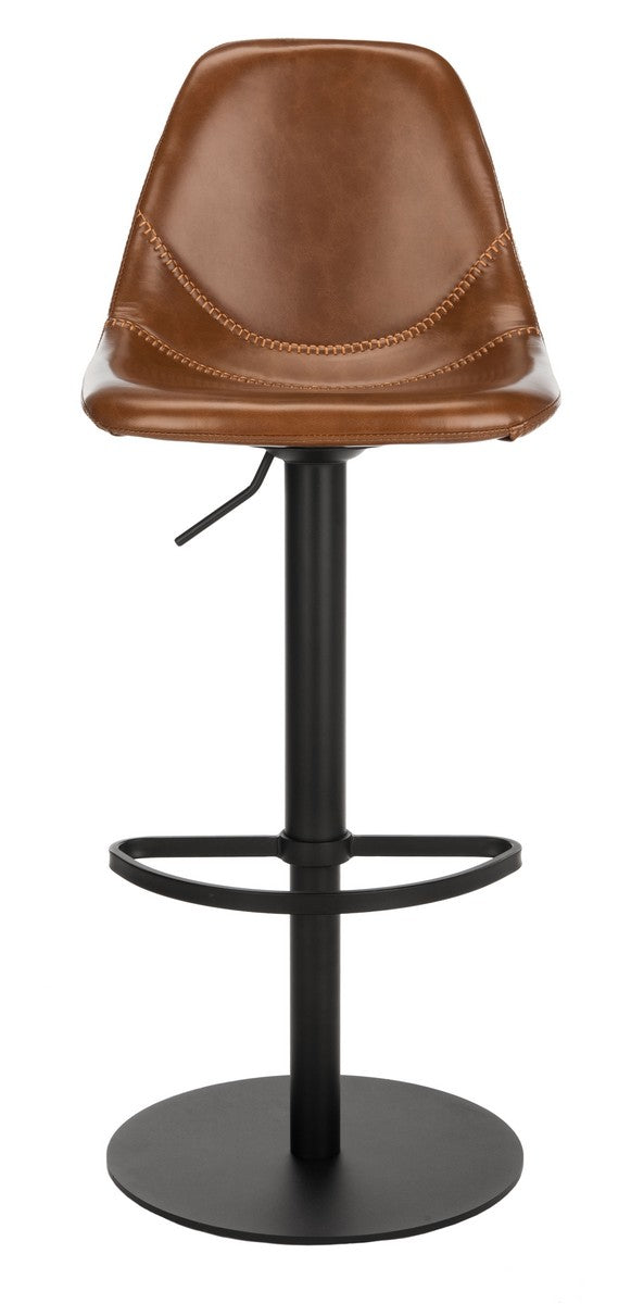  Safavieh Sky Adjustable Swivel Barstool - Cognac Pu/Black - Bonton