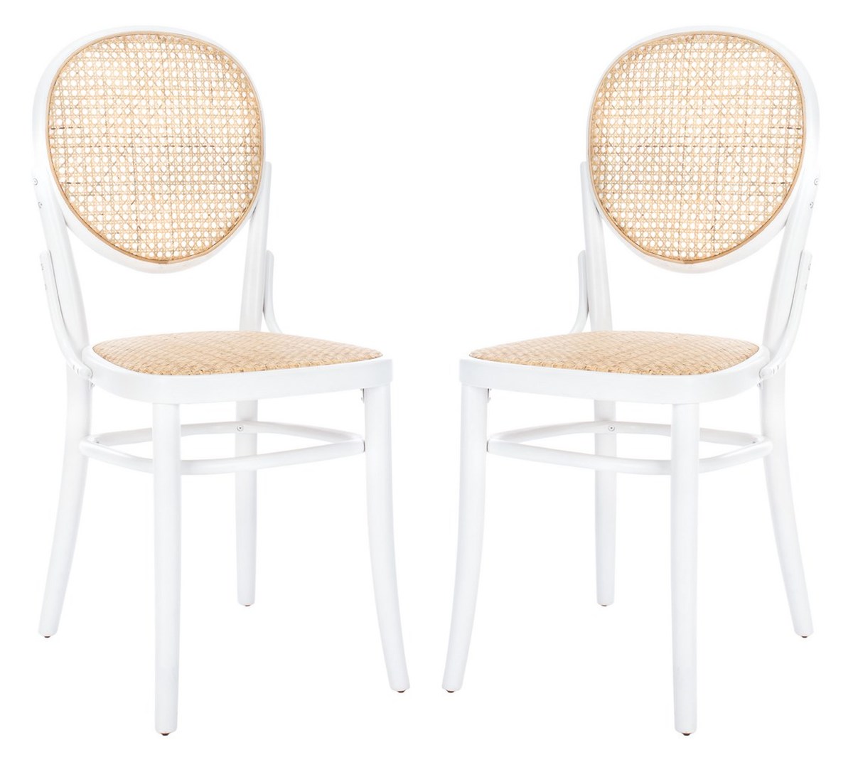  Safavieh Sonia Rattan Dining Chairs Set of 2 - White/Natural - Bonton