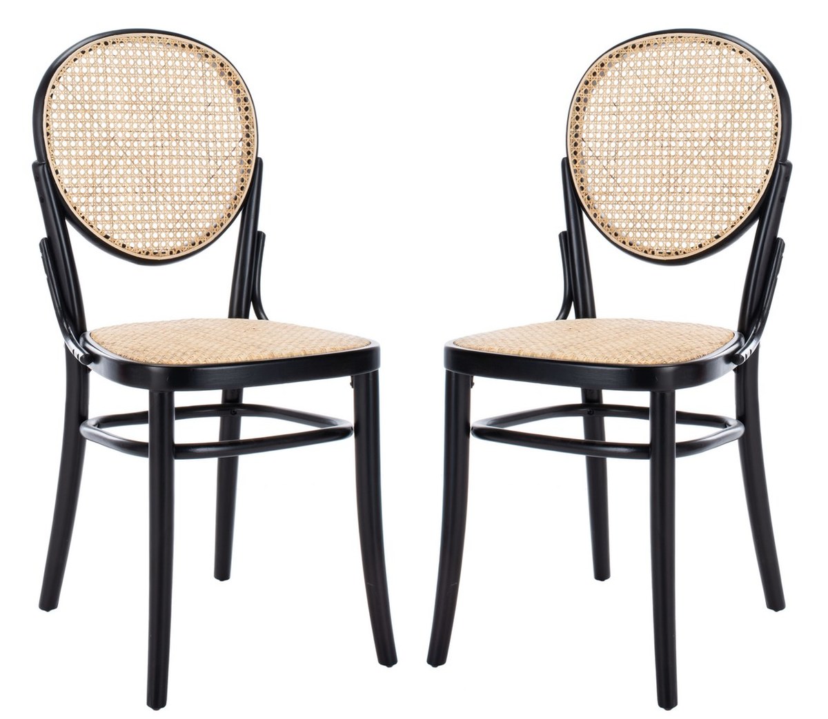  Safavieh Sonia Rattan Dining Chairs Set of 2 - Black/Natural - Bonton