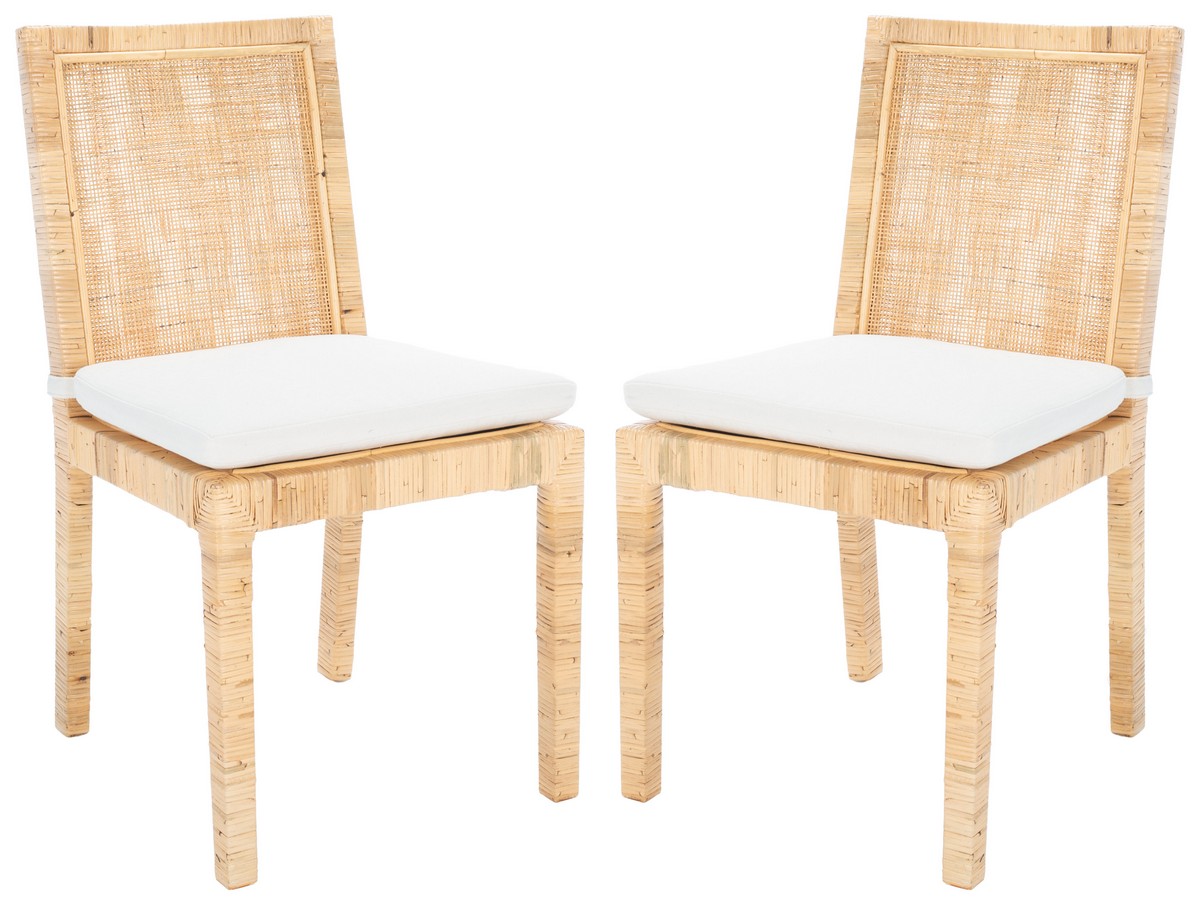  Safavieh Tojo Rattan Dining Chairs Set of 2 - Natural/White - Bonton