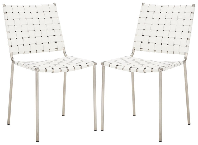 Wesson Woven Leather Dining Chair Set of 2 | BONTON