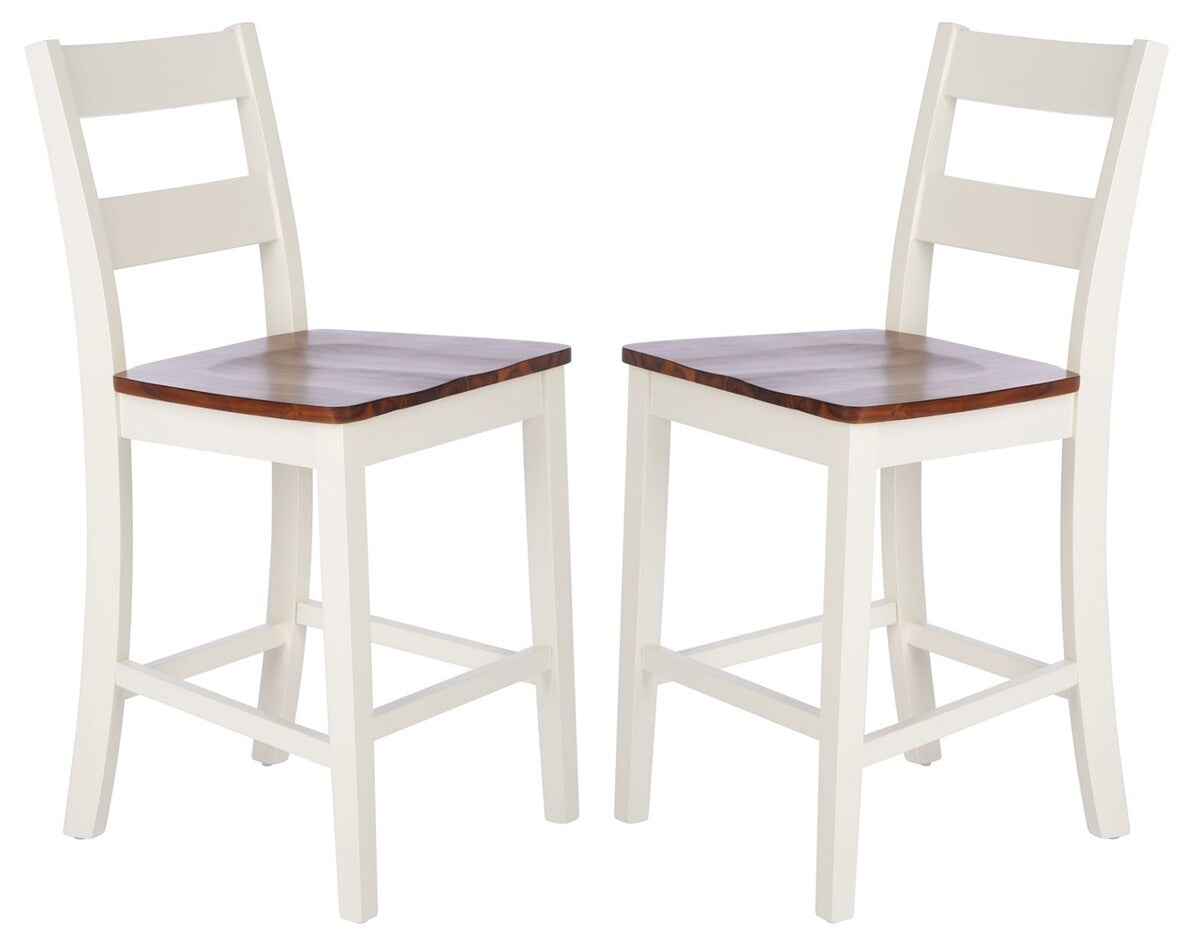  Safavieh Yuri Counter Stools Set of 2 - White/Natural - Bonton