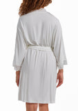 Tyler Lace Robe with Mesh Trimmed Sleeves and Self Tie with Sash