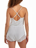 Tyler Lace Ultra Soft Romper Trimmed in Sheer Mesh