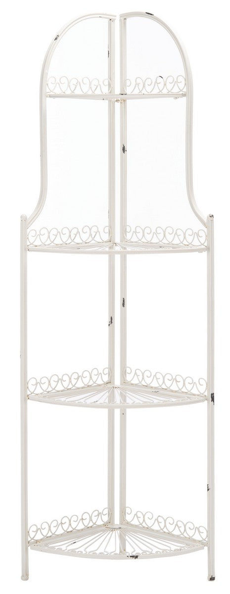  Safavieh Abarrane 4 Tier Outdoor Corner Shelf - Antique White - Bonton