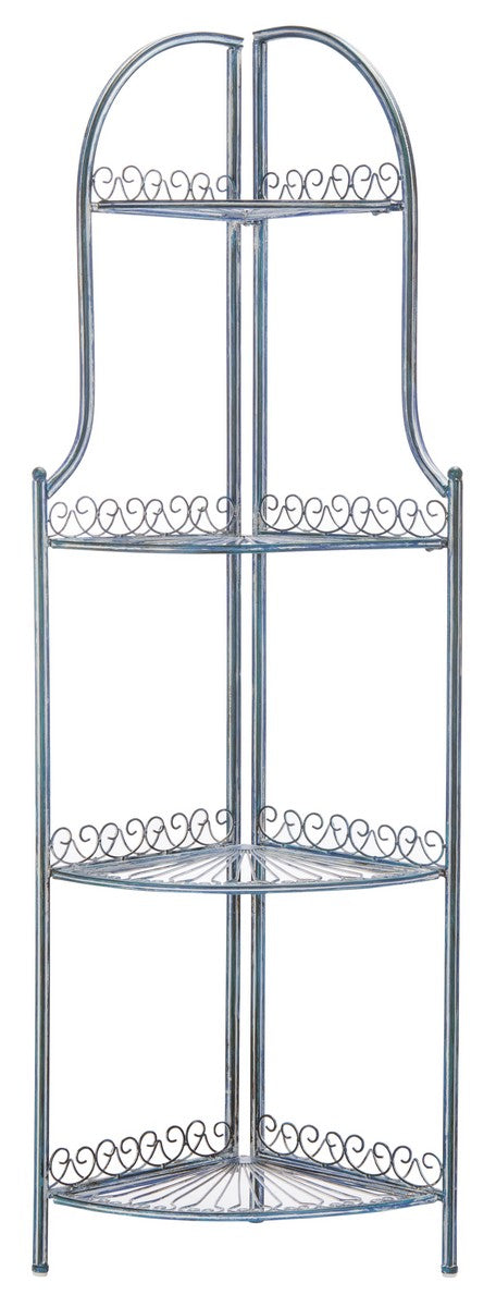  Safavieh Abarrane 4 Tier Outdoor Corner Shelf - Antique Blue - Bonton