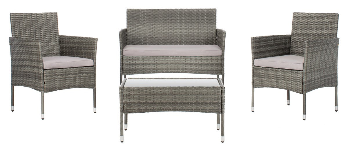  Safavieh Abdul 4 Piece Living Set - Gray/Gray - Bonton