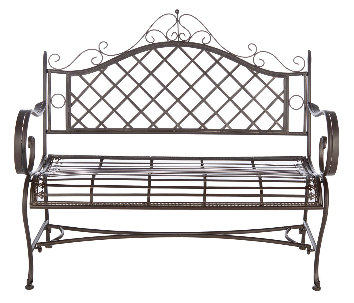  Safavieh Abner Wrought Iron Outdoor Garden Bench - Rustic Brown - Bonton