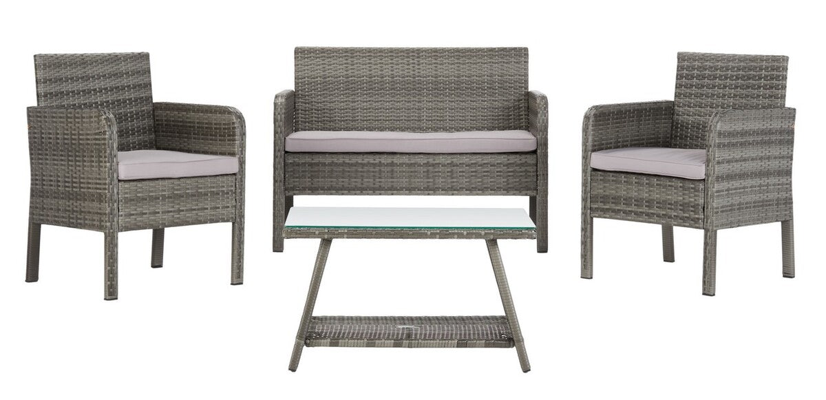  Safavieh Aboka 4 Piece Living Set - Gray/Gray - Bonton