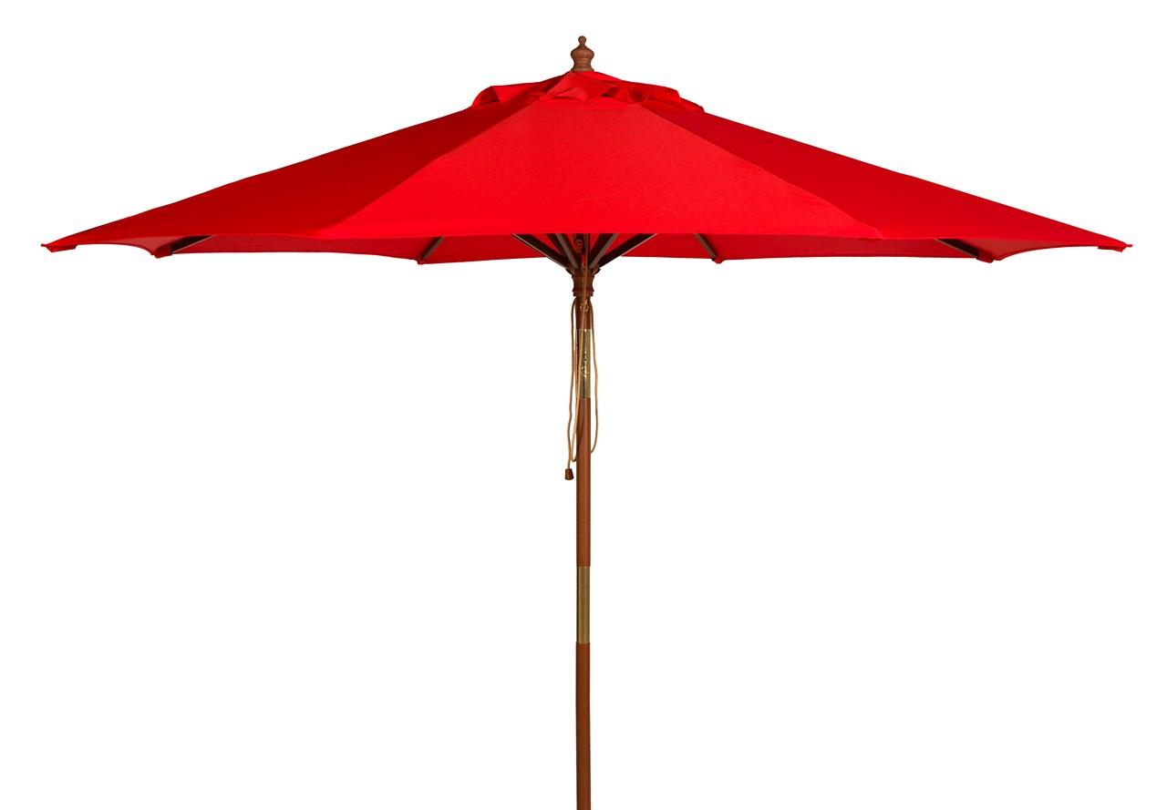  Safavieh Cannes Wooden Outdoor Umbrella - Red - Bonton