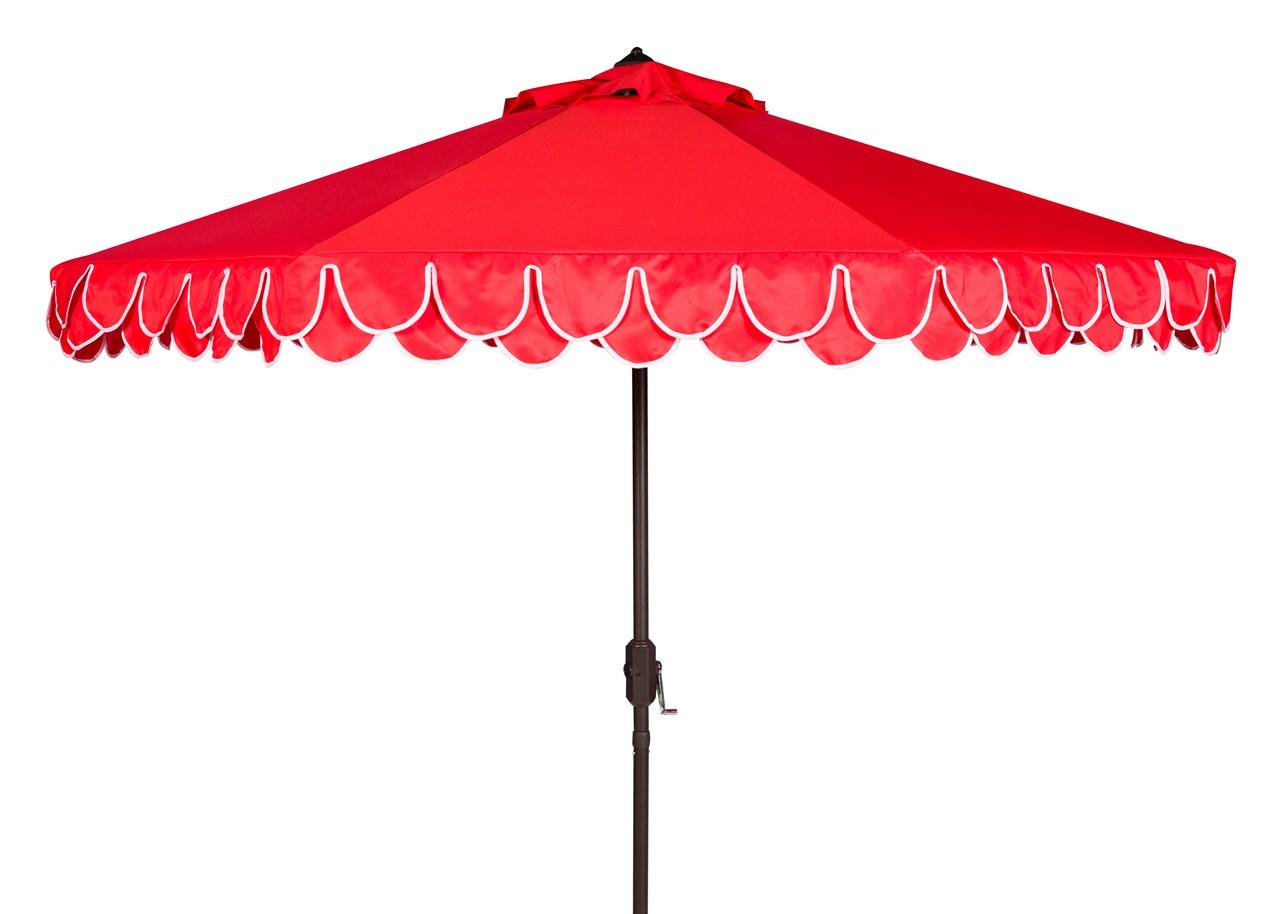  Safavieh Elegant Valance Auto Tilt Umbrella - Red / White - Bonton