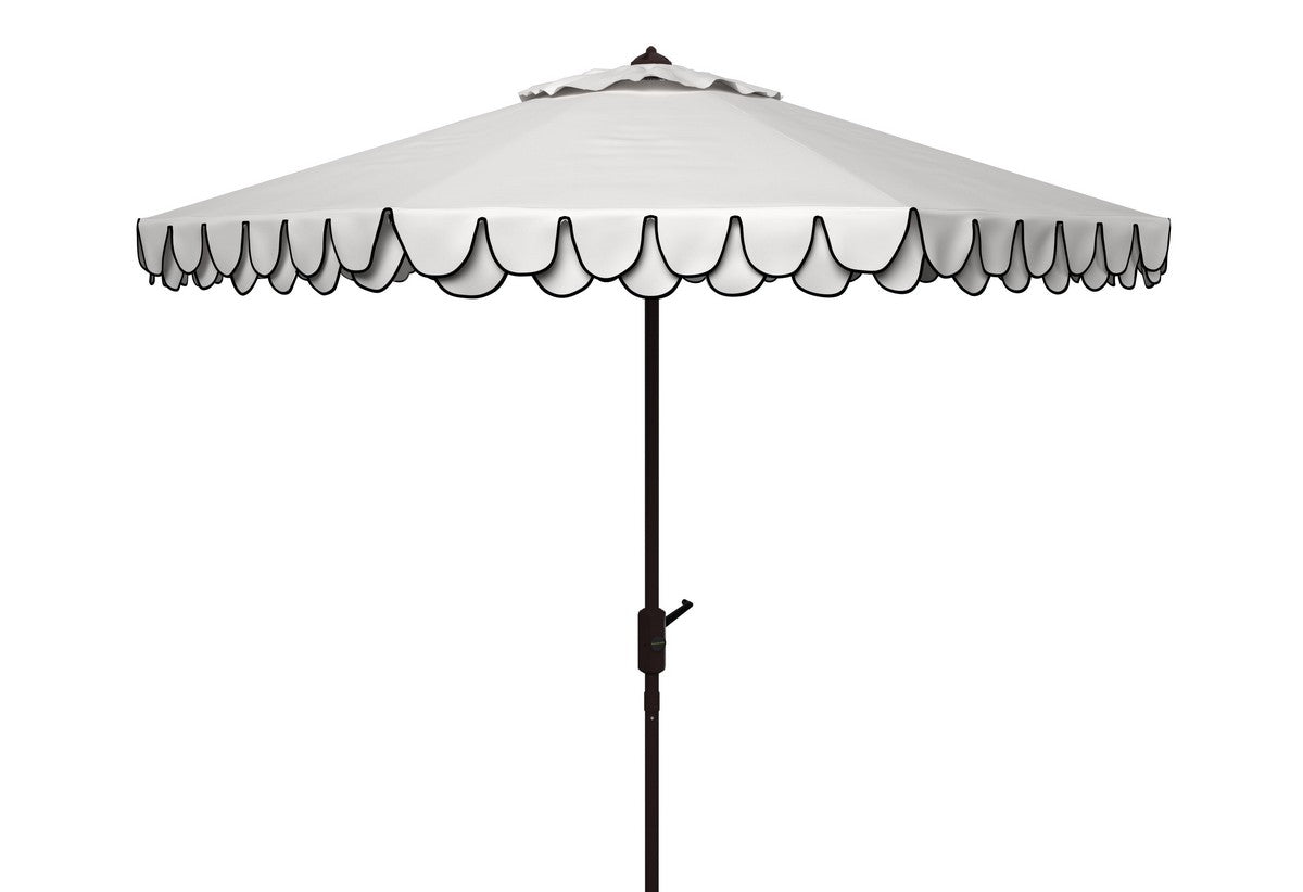  Safavieh Elegant Valance Auto Tilt Umbrella - White / Navy - Bonton