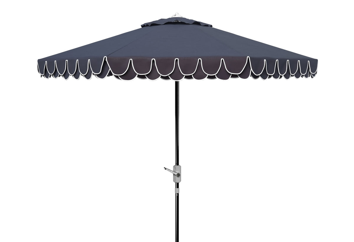  Safavieh Elegant Valance Auto Tilt Umbrella - Navy/White - Bonton