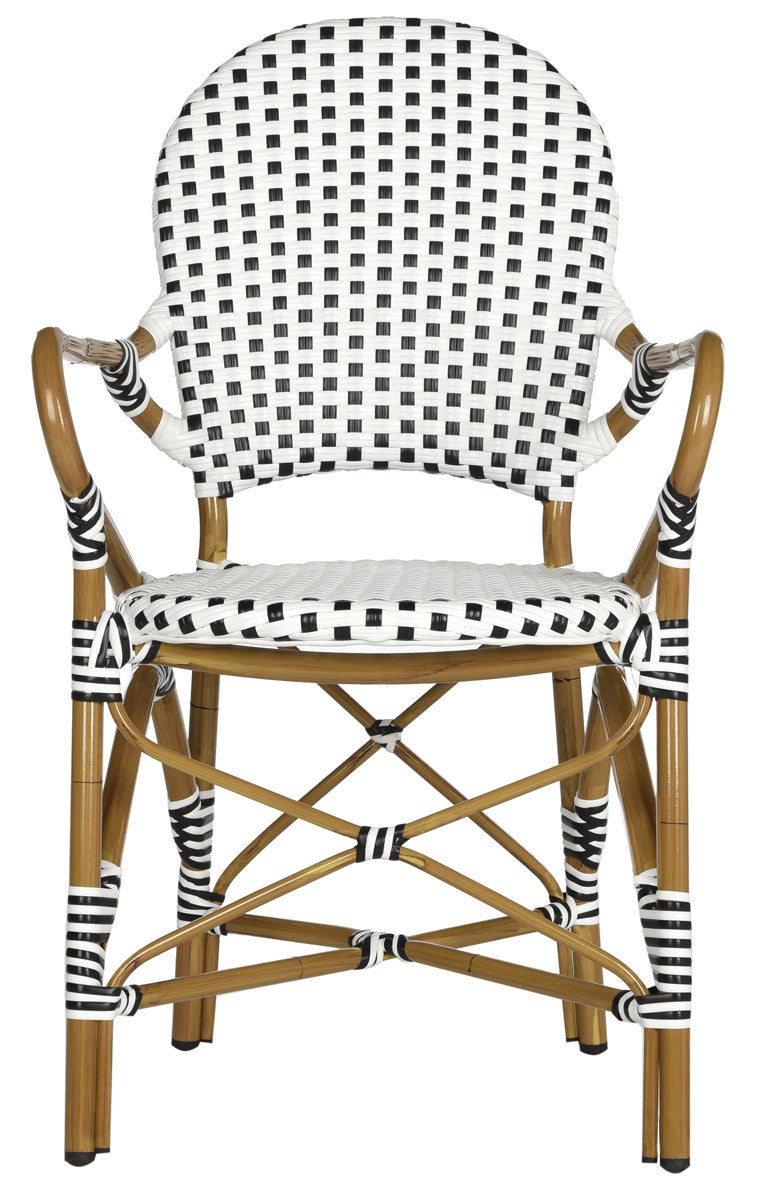  Safavieh Hooper Stacking Arm Chair for Indoor and Outdoors - Black/White/Light Brown - Bonton