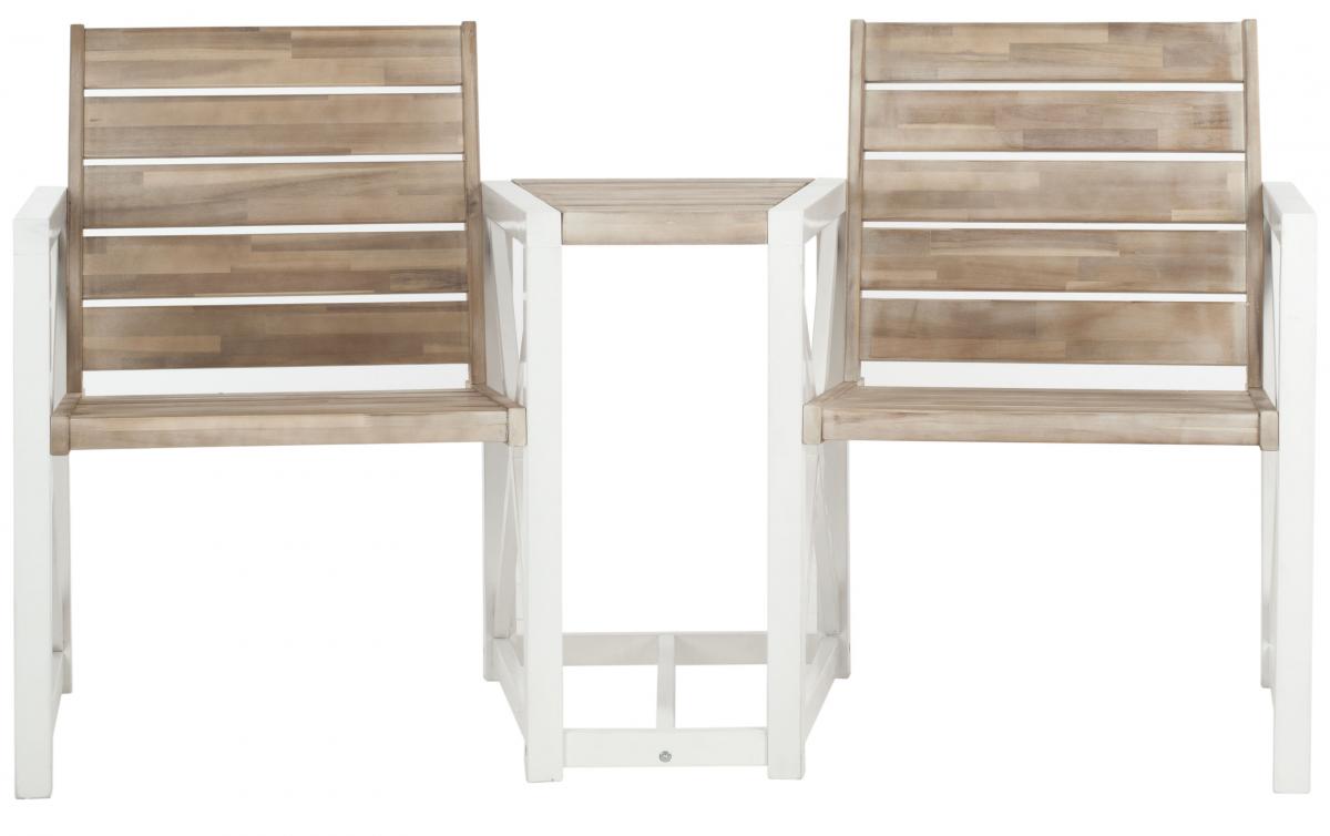  Safavieh Jovanna 2 Seat Bench - White/Oak - Bonton