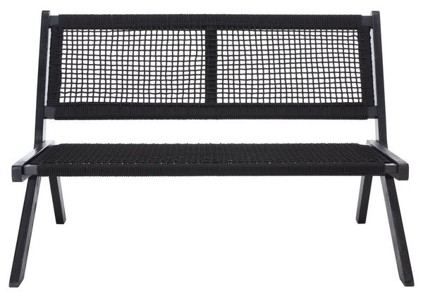  Safavieh Kobina Outdoor Bench - Black/Black Rope - Bonton