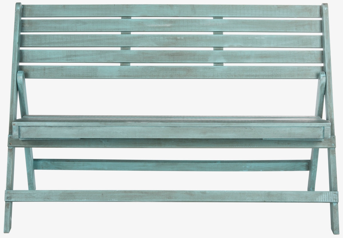  Safavieh Luca Folding Bench - Beach House Blue - Bonton