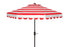  Safavieh Maui Single Scallop Striped Crank Push Button Tilt Umbrella - Red Stripe - Bonton