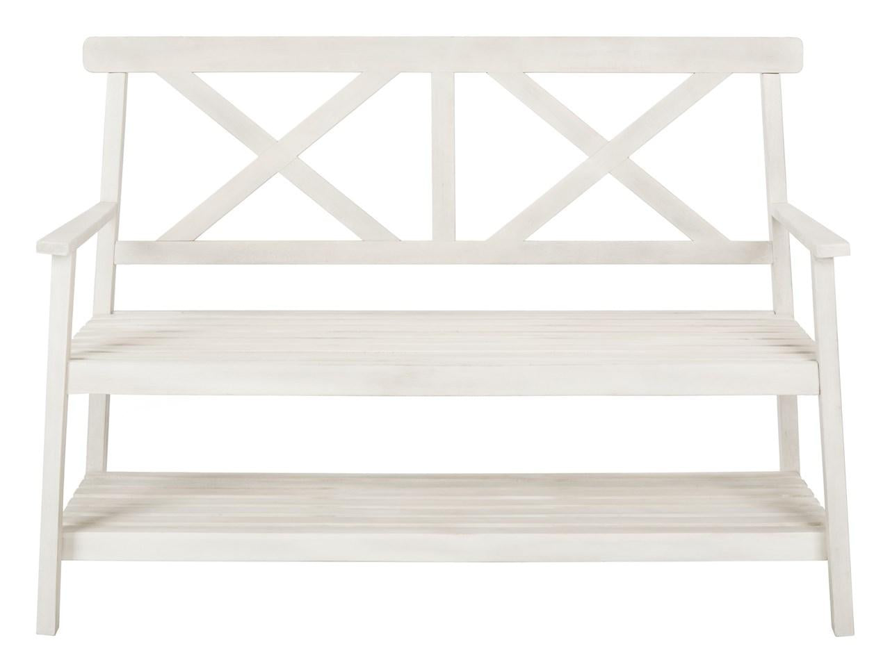  Safavieh Mayer Outdoor Bench - White - Bonton