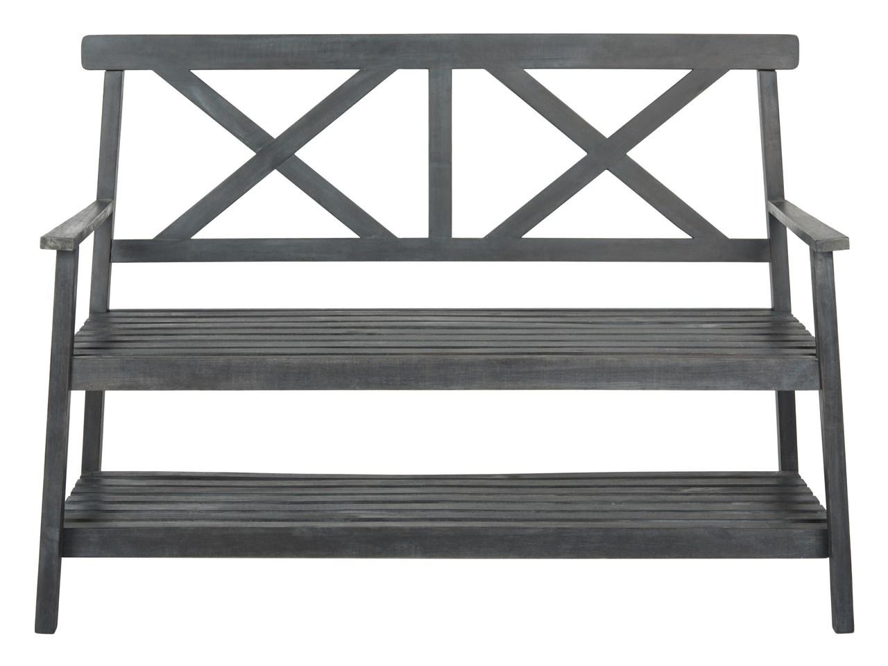  Safavieh Mayer Outdoor Bench - Dark Slate Gray - Bonton