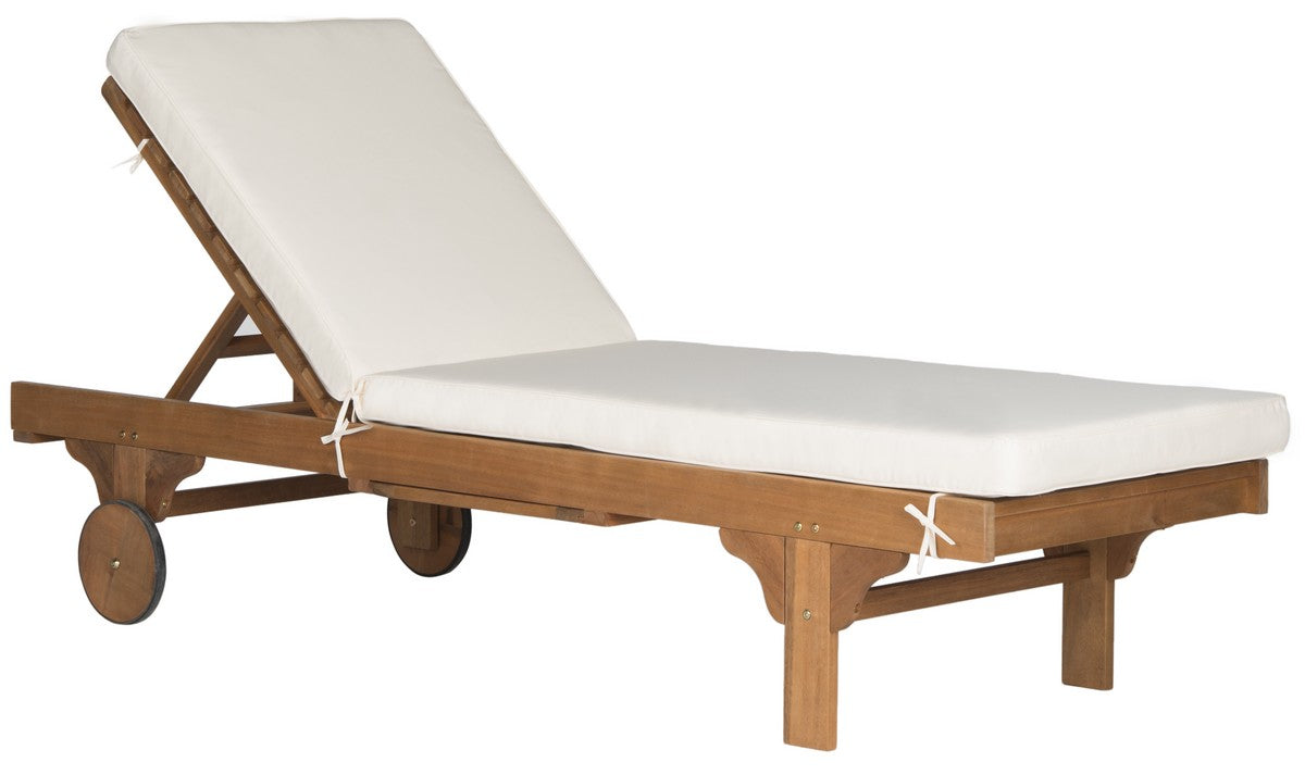  Safavieh Newport Chaise Lounge Chair with Side Table - Natural/Beige - Bonton