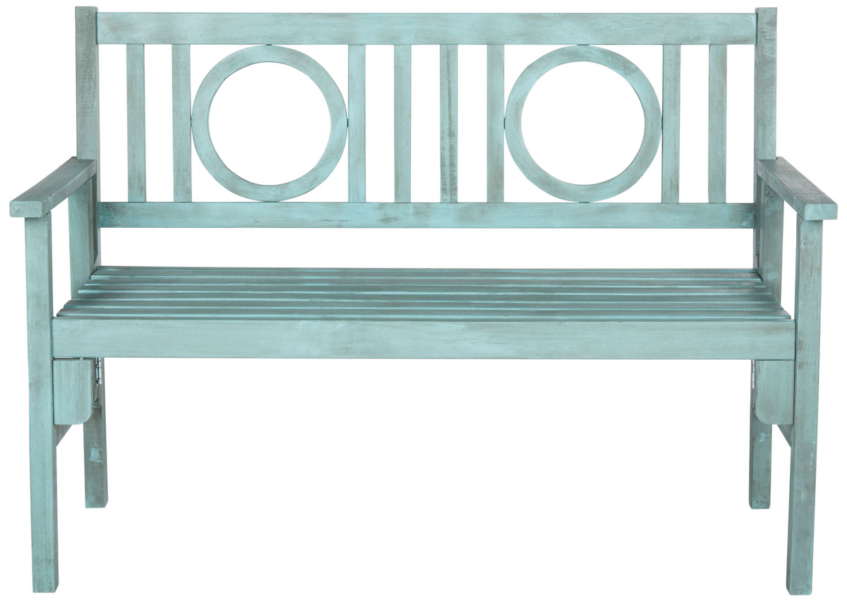  Safavieh Piedmont Folding Bench - Beach House Blue - Bonton