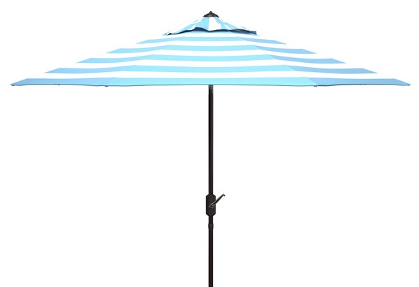  Safavieh Iris UV Resistant Fashion Line Auto Tilt Umbrella - Blue Stripe - Bonton