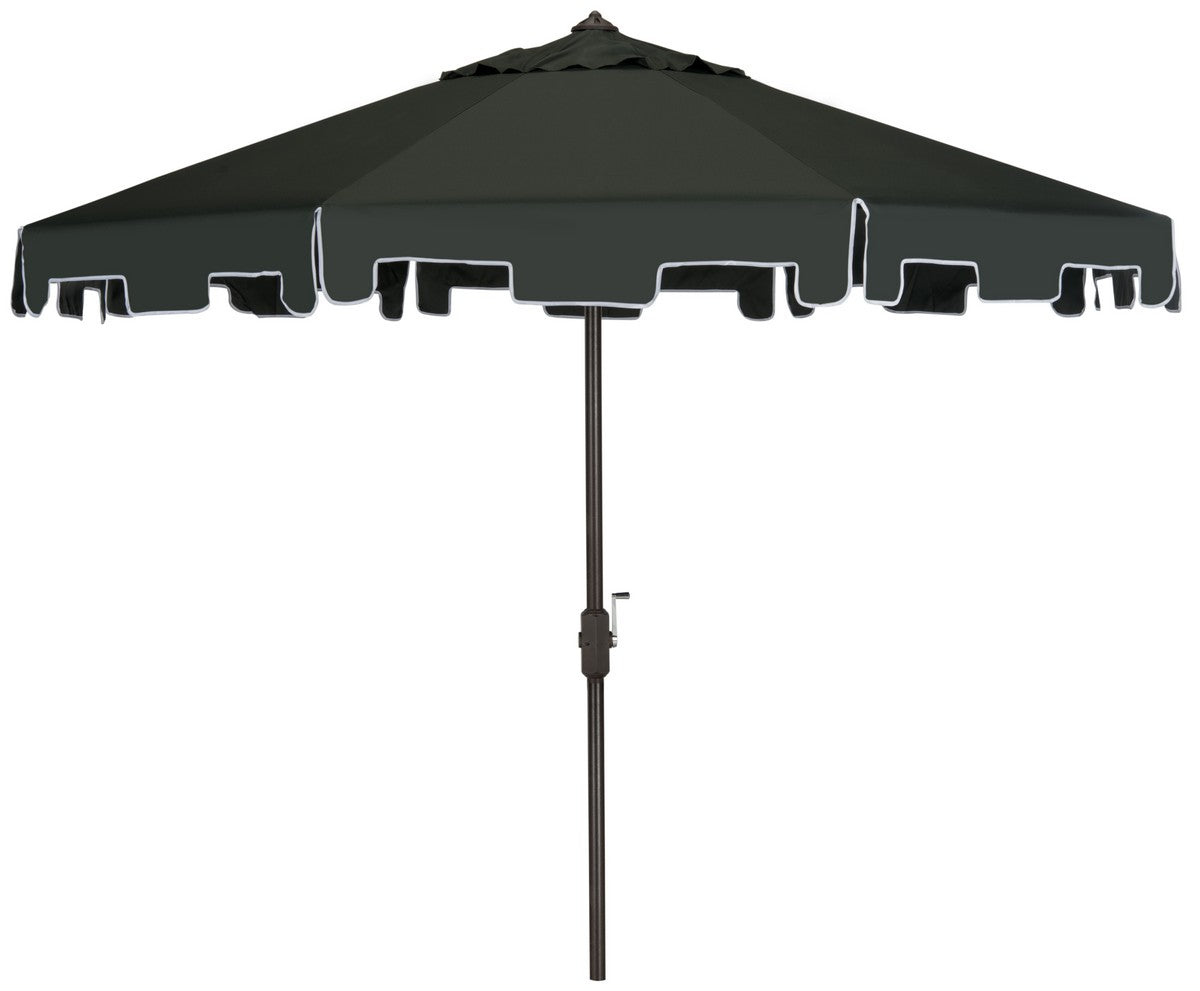  Safavieh Zimmerman UV Resistant Crank Market Push Button Tilt Umbrella With Flap - Dark Green - Bonton