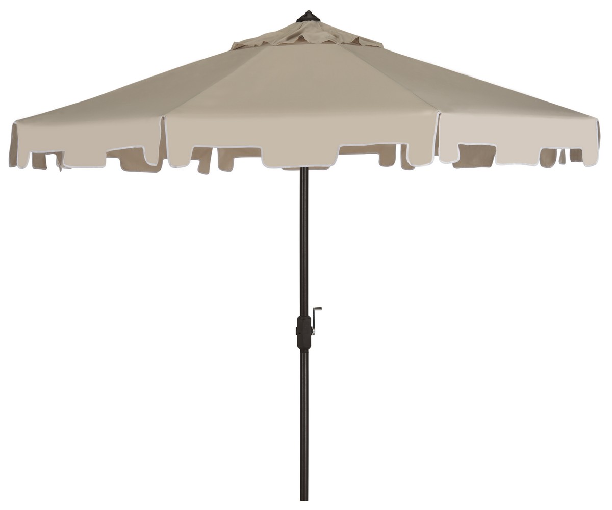  Safavieh Zimmerman UV Resistant Crank Market Push Button Tilt Umbrella With Flap - Beige - Bonton