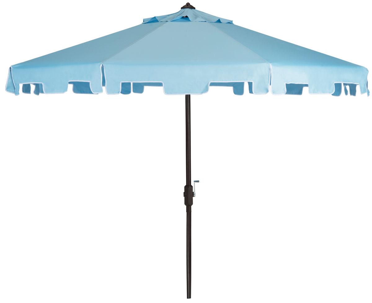  Safavieh Zimmerman UV Resistant Crank Market Push Button Tilt Umbrella With Flap - Blue - Bonton