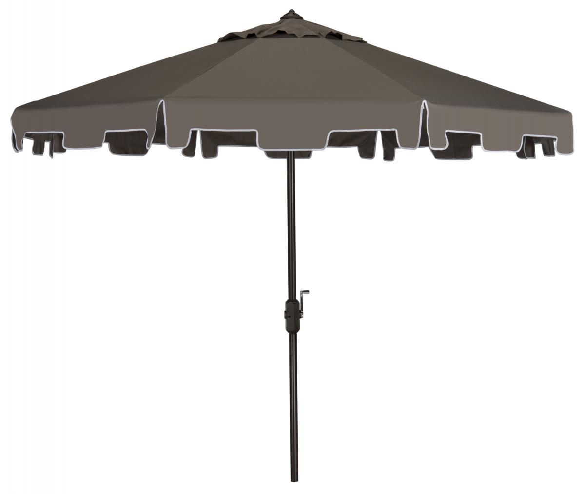  Safavieh Zimmerman UV Resistant Crank Market Push Button Tilt Umbrella With Flap - Gray - Bonton