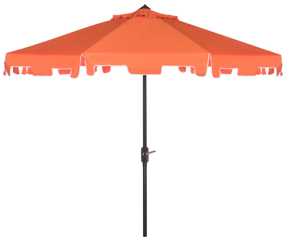  Safavieh Zimmerman UV Resistant Crank Market Push Button Tilt Umbrella With Flap - Orange/White - Bonton