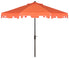  Safavieh Zimmerman UV Resistant Crank Market Push Button Tilt Umbrella With Flap - Orange/White - Bonton