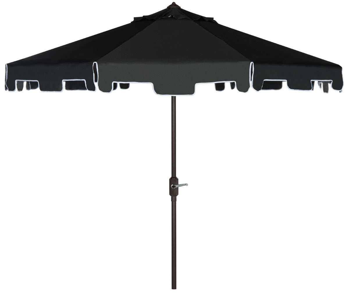  Safavieh Zimmerman UV Resistant Crank Market Push Button Tilt Umbrella With Flap - Black/White - Bonton