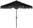  Safavieh Zimmerman UV Resistant Crank Market Push Button Tilt Umbrella With Flap - Black/White - Bonton