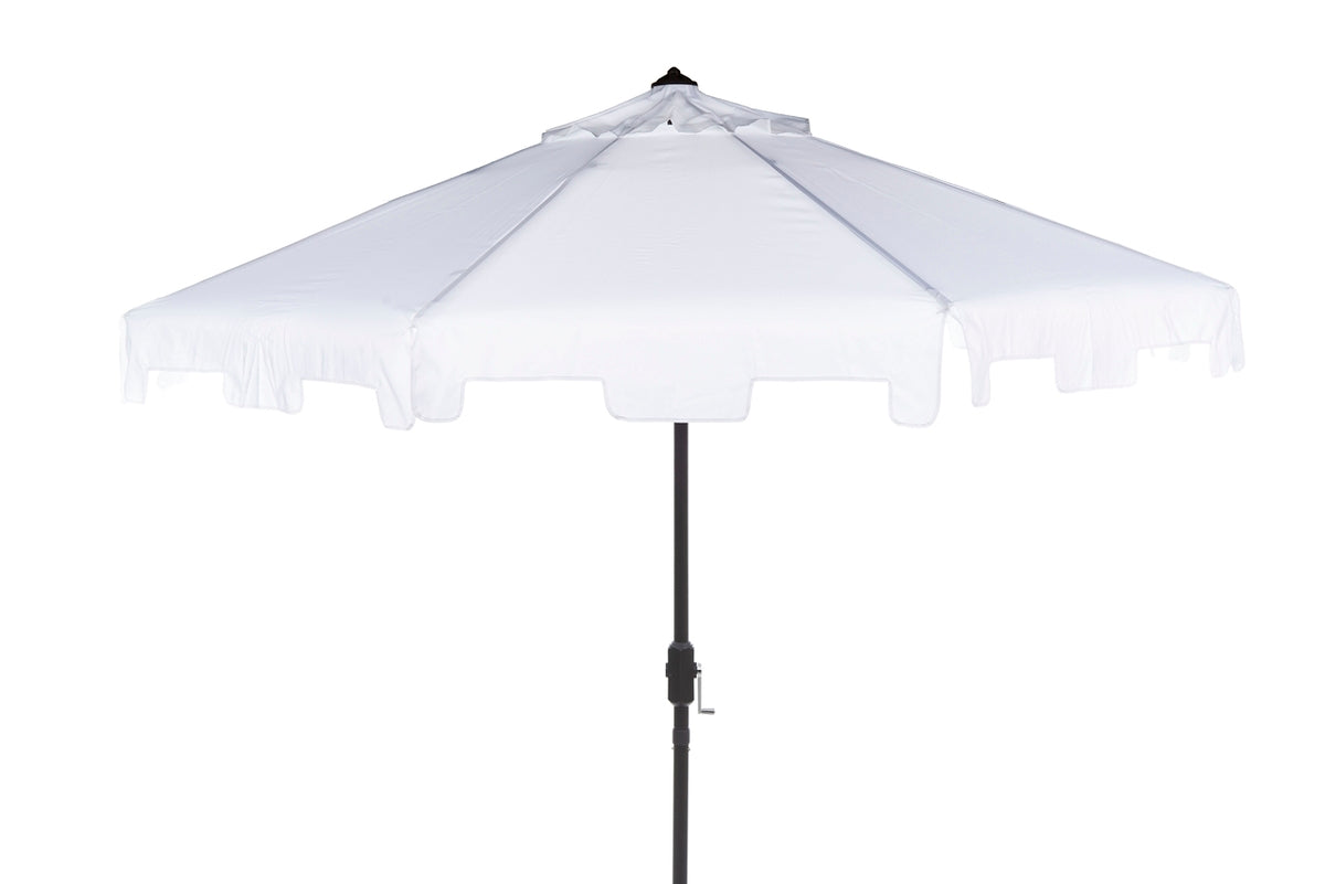  Safavieh Zimmerman UV Resistant Crank Market Push Button Tilt Umbrella With Flap - White - Bonton