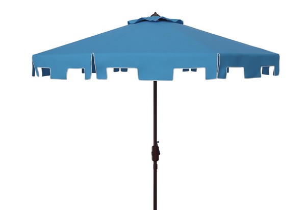  Safavieh Zimmerman UV Resistant Crank Market Push Button Tilt Umbrella With Flap - Pacific Blue - Bonton