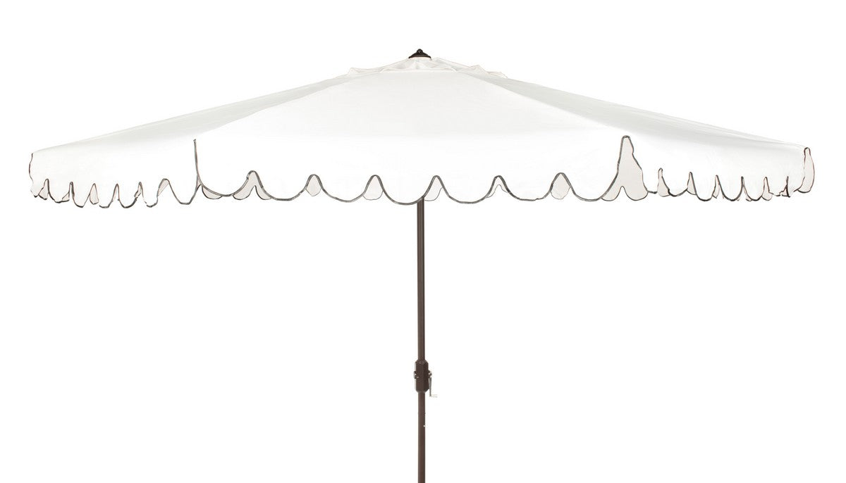  Safavieh Venice Round Crank Umbrella - White/Black - Bonton