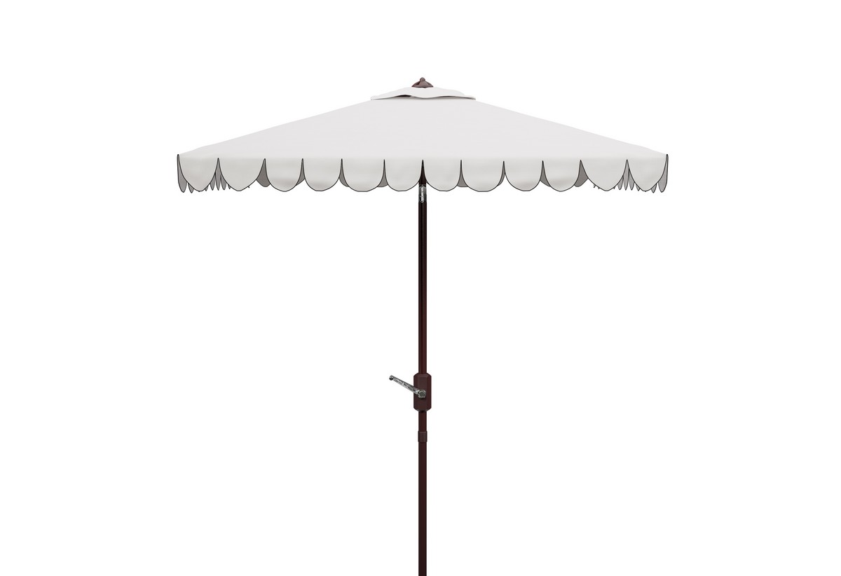  Safavieh Venice Square Crank Umbrella - White/Black - Bonton