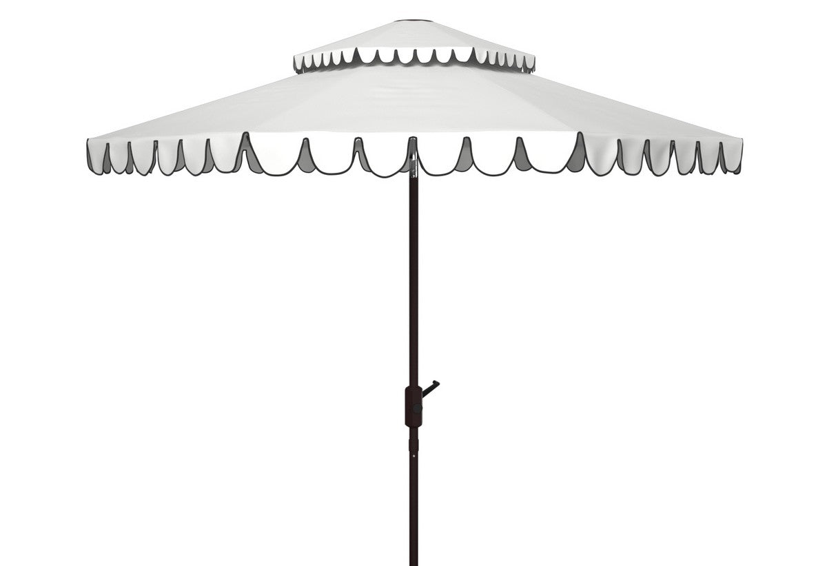  Safavieh Venice Round Double Top Crank Umbrella - White/Black - Bonton