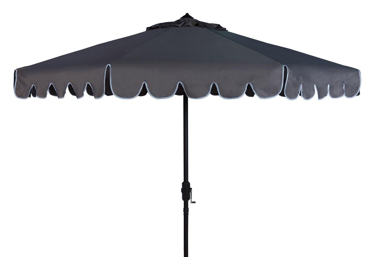  Safavieh Venice Single Scallop Crank Outdoor Push Button Tilt Umbrella - Taupe/White - Bonton