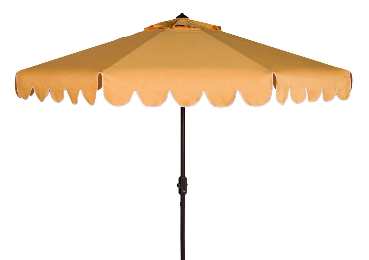  Safavieh Venice Single Scallop Crank Outdoor Push Button Tilt Umbrella - Yellow/White - Bonton