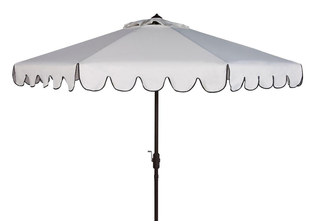  Safavieh Venice Single Scallop Crank Outdoor Push Button Tilt Umbrella - White/Black - Bonton