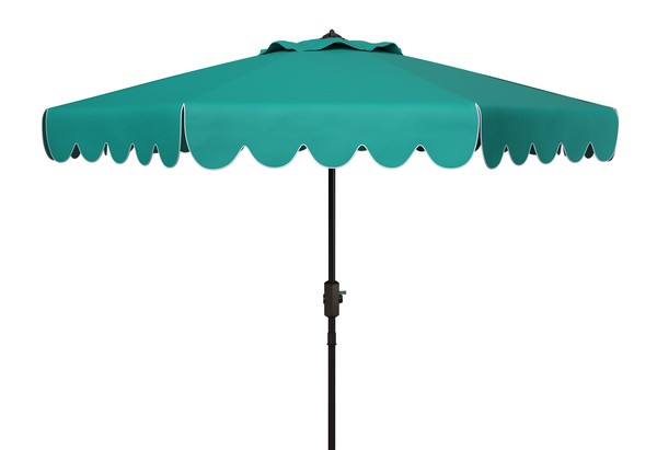  Safavieh Venice Single Scallop Crank Outdoor Push Button Tilt Umbrella - Hunter Green - Bonton