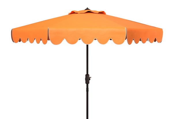  Safavieh Venice Single Scallop Crank Outdoor Push Button Tilt Umbrella - Orange - Bonton